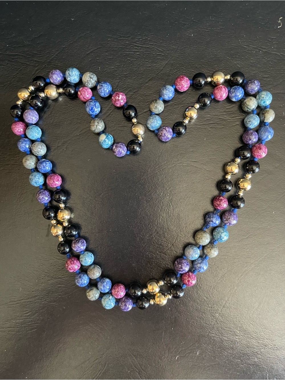 Multi-Color jasper Beaded Necklace with Gold Accents.